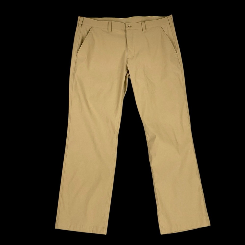 Eddie Bauer Pants Men 38x32 (ACTUAL 38x30.5) Tan Performance Golf Straight EUC‎